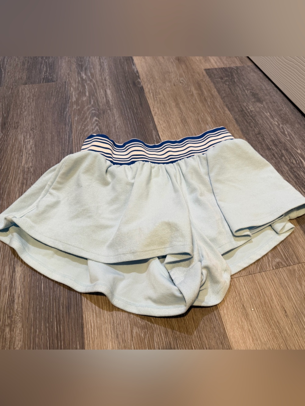 Altar'd State baby blue Skort with Navy-Striped Waistband